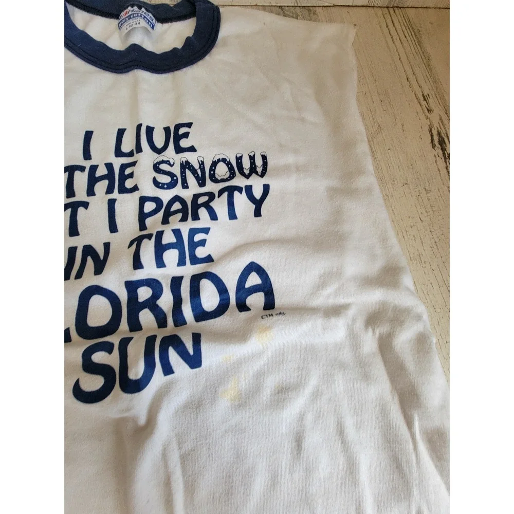 Vintage tank top AS IS I live in the snow but party in Florida shirt Unique